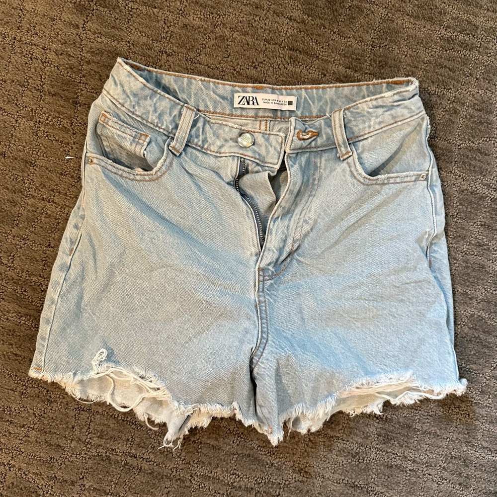 Like New High Waist Long Ripped Jean Shorts
